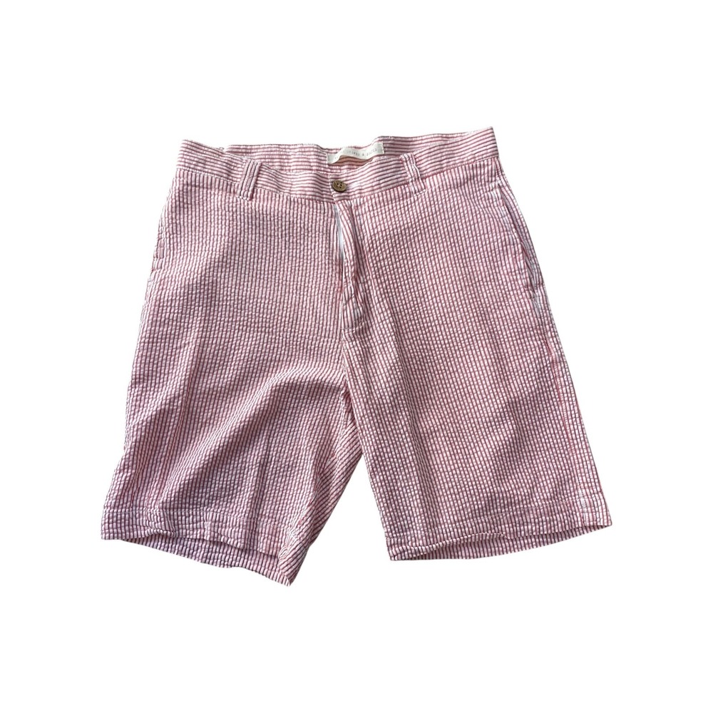 Washed Stoned & Beaten Red White‎ Stripe Seersucker Shorts Mens Size 32